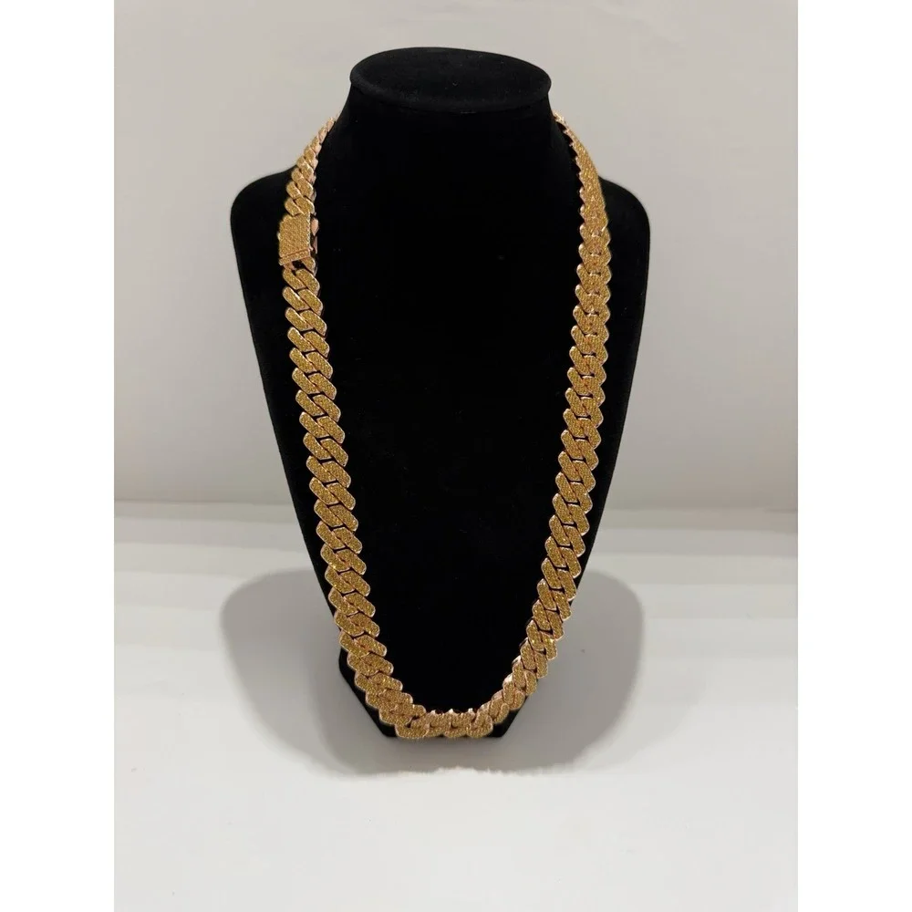 iced out cuban chain yellow vvscz rose gold over stainless 24in 14mm waterresist